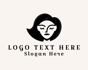 Black - Hair Stylist Lady logo design