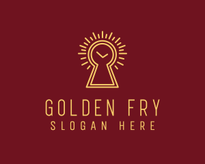 Golden Keyhole Clock logo design