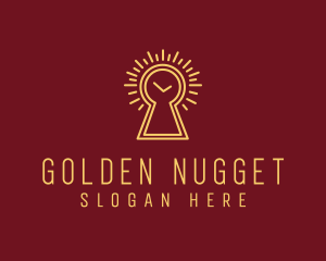 Golden Keyhole Clock logo design