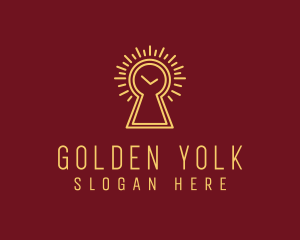 Golden Keyhole Clock logo design