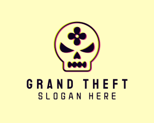 Glitch Flower Skull Logo