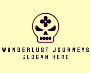 Game Clan - Glitch Flower Skull logo design