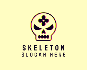 Static Motion - Glitch Flower Skull logo design