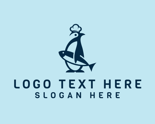 Ocean - Penguin Chef Seafood logo design