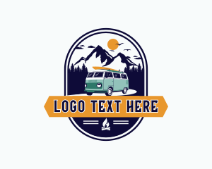 Roadtrip - Mountain Forest Camper Van logo design