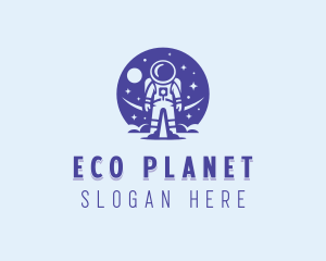 Astronaut Coaching Planet logo design