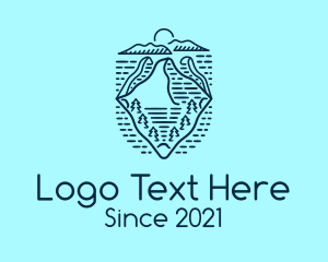 Trekking - Blue Mountain Horizon logo design