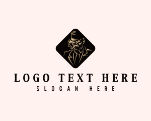 Trench Coat - Smoking Mob Detective logo design