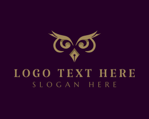 Nocturnal - Owl Pen Calligraphy logo design