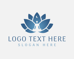 Yoga Class - Moon Lotus Meditation logo design