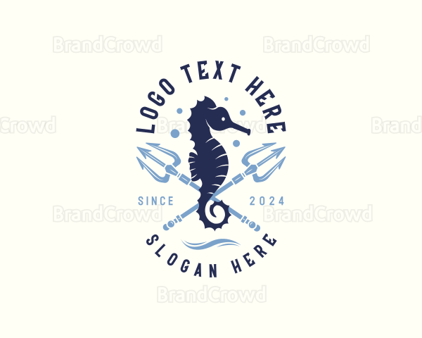 Seahorse Trident Underwater Logo