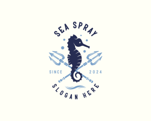 Seahorse Trident Underwater logo design