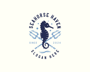 Seahorse Trident Underwater logo design