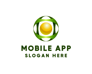 App - 3D Technology Sphere Orbit logo design