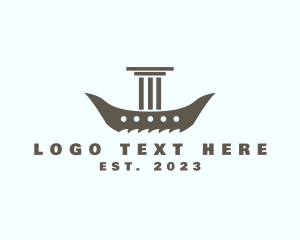 Ship - Pillar Column Ship logo design