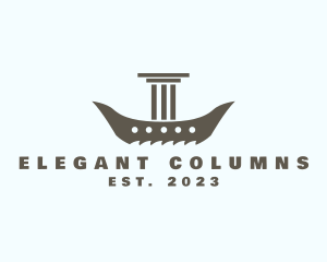 Pillar Column Ship logo design