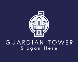 Medieval Castle Defense Tower logo design