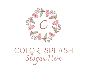 Floral Wedding Wreath  logo design