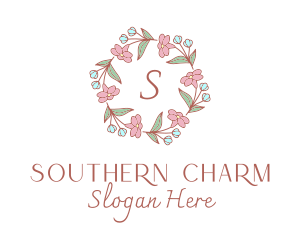 Floral Wedding Wreath  logo design