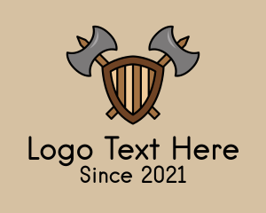 Viking - Battle Axe Shield logo design