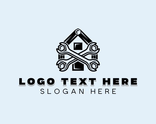 Carpentry - House Wrench Tool logo design