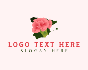 Map - Spain Carnation Flower logo design