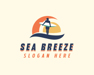 Sea Wave Surfer logo design