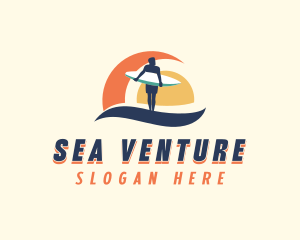 Sea Wave Surfer logo design