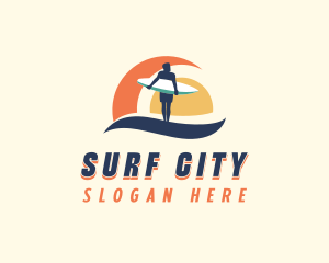 Sea Wave Surfer logo design