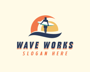 Sea Wave Surfer logo design