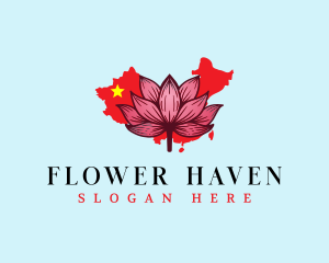 China Lotus Flower logo design