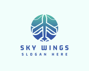 Gradient Airplane Transport logo design