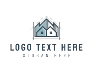 House - Architect House Blueprint logo design