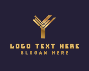 Gold - Cyber IT Programming Letter Y logo design