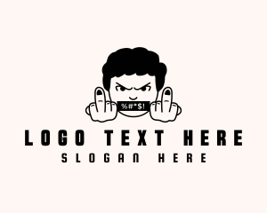 Mascot - Profanity Middle Finger Boy logo design