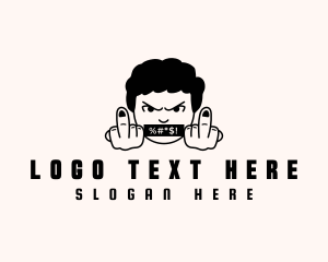 Mischievous - Profanity Middle Finger Boy logo design