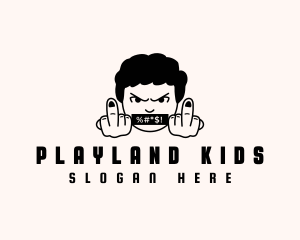 Profanity Middle Finger Boy logo design