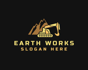 Excavation - Mountain Excavator Machinery logo design