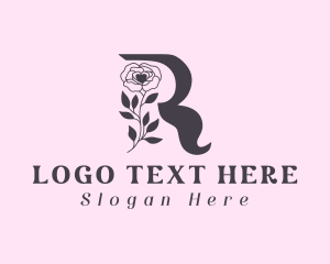 Skin Clinic - Rose Flower Letter R logo design