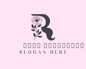 Plant - Rose Flower Letter R logo design