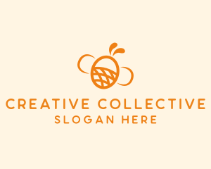 Orange Bee Insect logo design