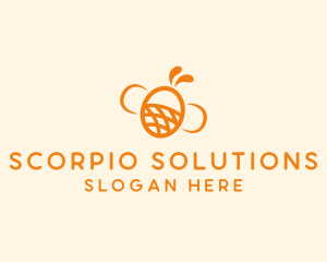 Orange Bee Insect logo design