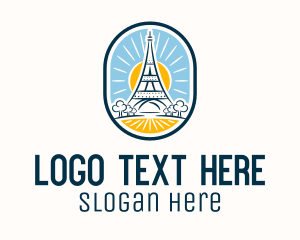 Travel Vlogger - Eiffel Tower Paris Drawing logo design