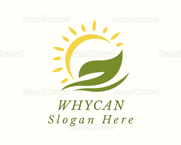 Organic Farm Leaf Sun Logo