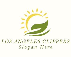 Organic Farm Leaf Sun Logo