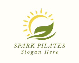 Organic Farm Leaf Sun Logo