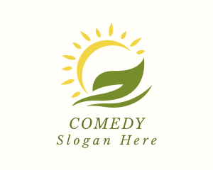 Organic Farm Leaf Sun Logo
