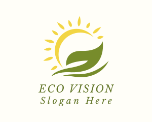 Organic Farm Leaf Sun logo design