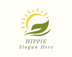 Organic - Organic Farm Leaf Sun logo design