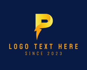Charge - Lightning Bolt Letter P logo design